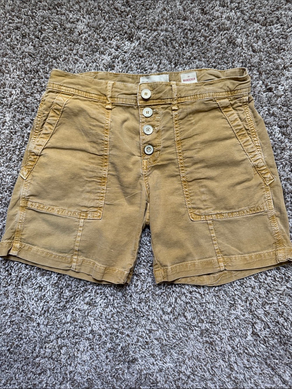 Anthropology -The Wander Button-Front Utility Shorts in Mustard Yellow